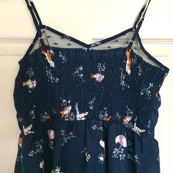 Sweet Sparrow Bird Print High Low Navy Blue Dress - Picture 7 of 8